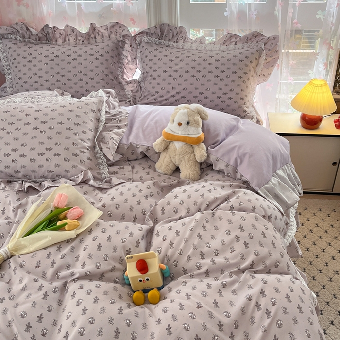 91家纺网 家纺一手货源 找家纺 畅畅家纺 2026新款春秋韩版A类公主风云柔棉工艺款花边四件套 梦影