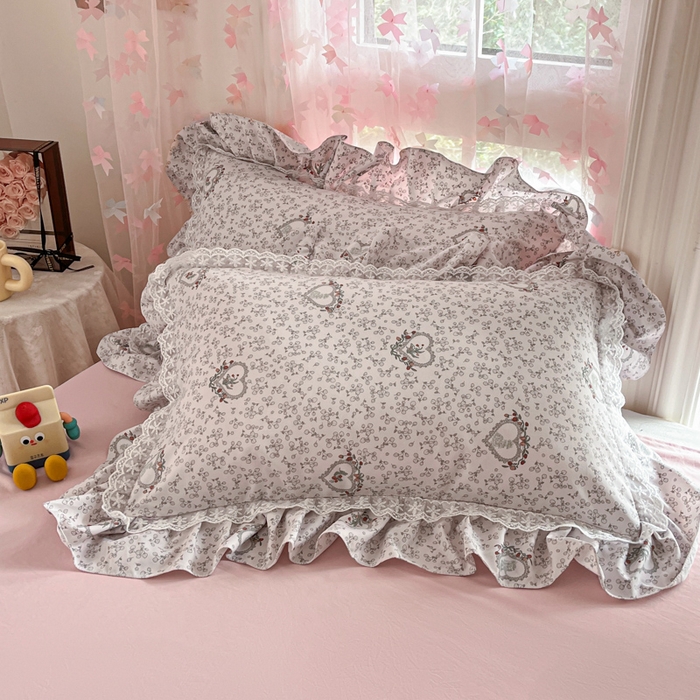 91家纺网 家纺一手货源 找家纺 畅畅家纺 2026新款春秋韩版A类公主风云柔棉工艺款花边四件套 浅梦心花