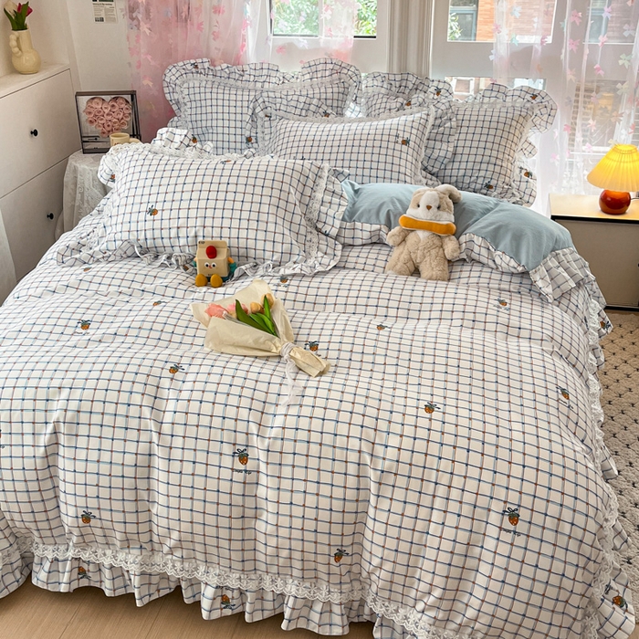 91家纺网 家纺一手货源 找家纺 畅畅家纺 2026新款春秋韩版A类公主风云柔棉工艺款花边四件套 梅格清梦