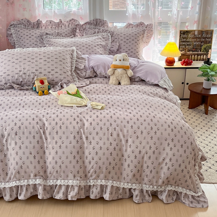 91家纺网 家纺一手货源 找家纺 畅畅家纺 2026新款春秋韩版A类公主风云柔棉工艺款花边四件套 梦影