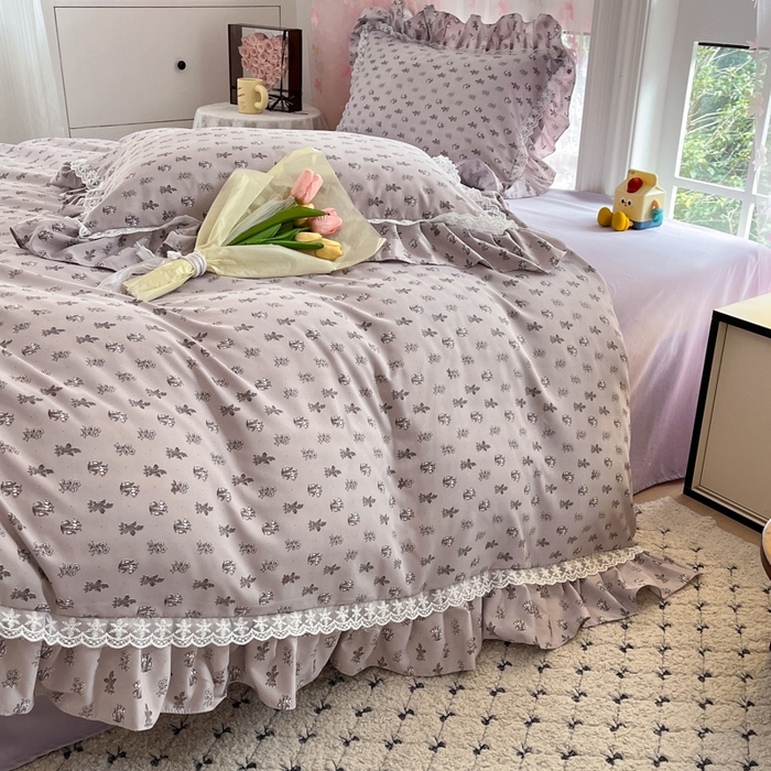 91家纺网 家纺一手货源 找家纺 畅畅家纺 2026新款春秋韩版A类公主风云柔棉工艺款花边四件套 梦影