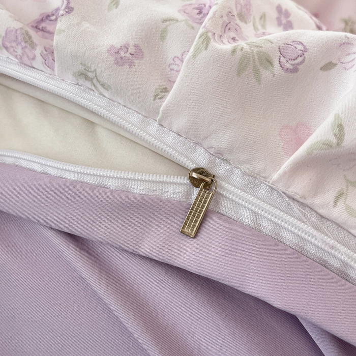 91家纺网 家纺一手货源 找家纺 畅畅家纺 2026新款春秋韩版A类公主风云柔棉工艺款花边四件套 柔紫花影