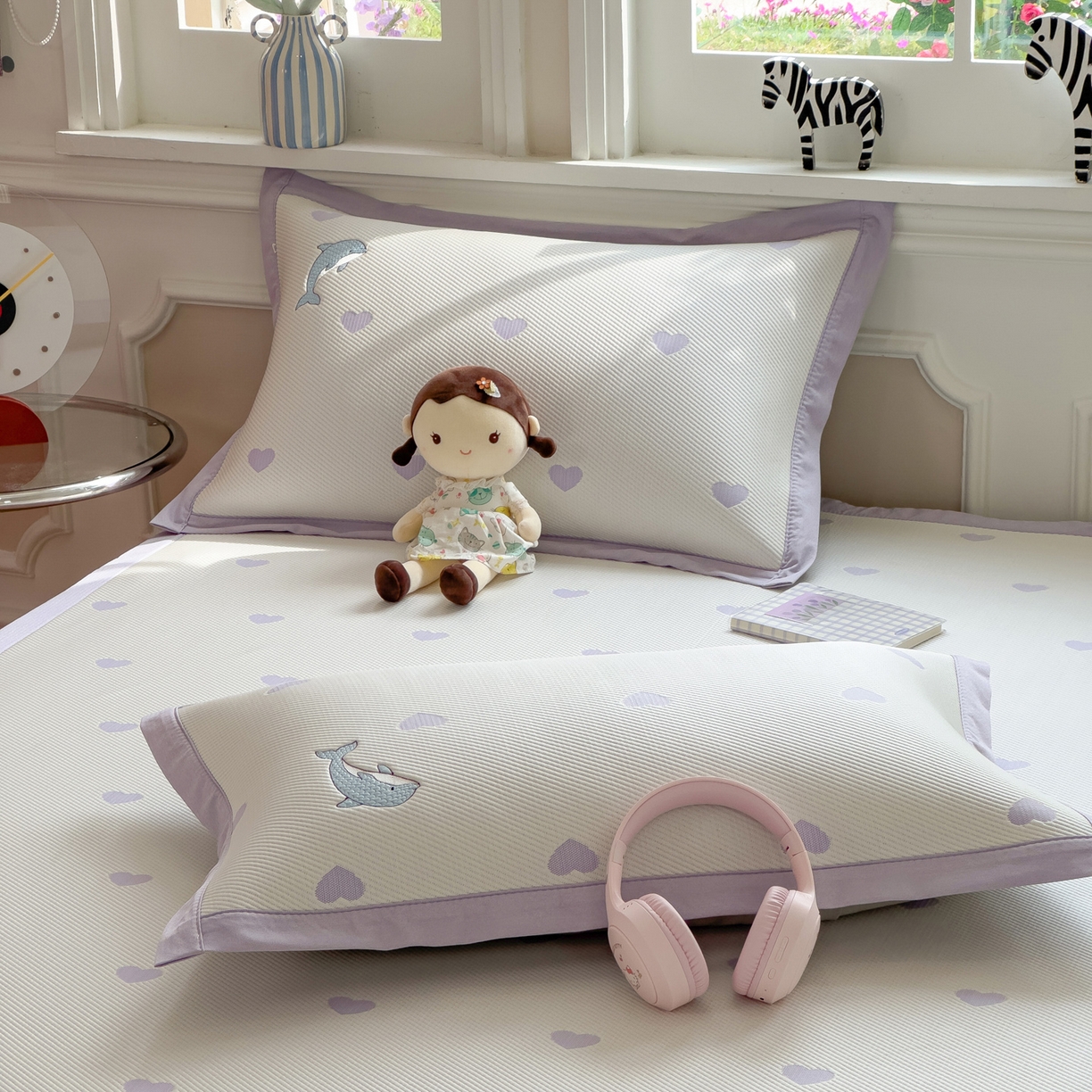 91家纺网 家纺一手货源 找家纺 眠多宝（绒多宝） 2026新款卡通网红风系列凉豆豆三件套 凉豆豆印加绣系列 A类凉豆豆床席床笠--床席款 美人鱼公主