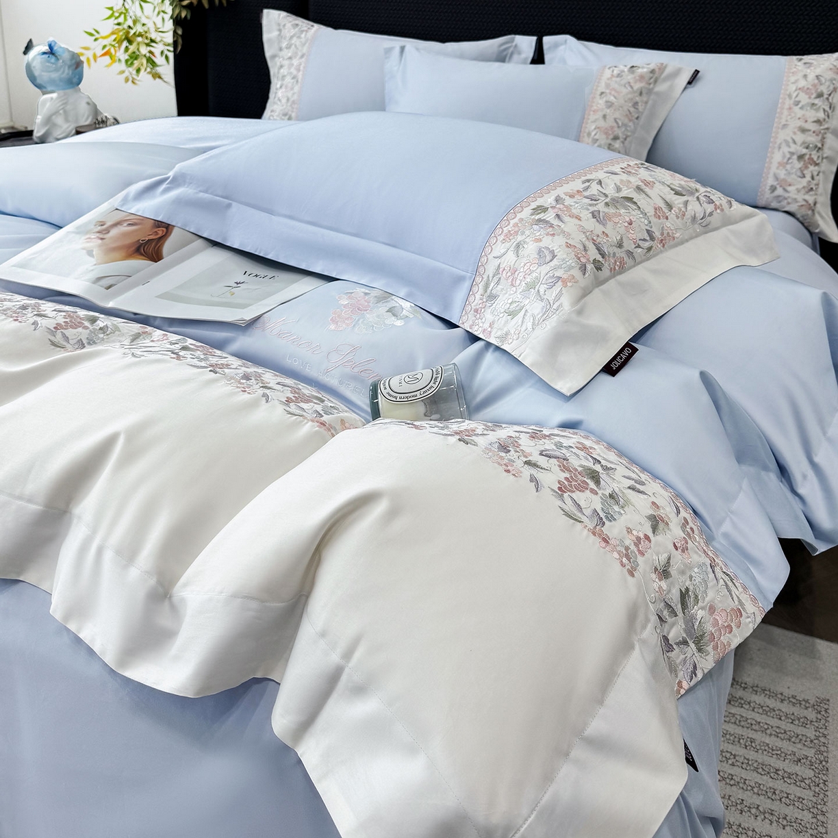 91家纺网 家纺一手货源 找家纺 （总）2026新品100支贡缎长绒棉纯棉四件套全棉重工刺绣被套床单床笠新品四季款轻奢风