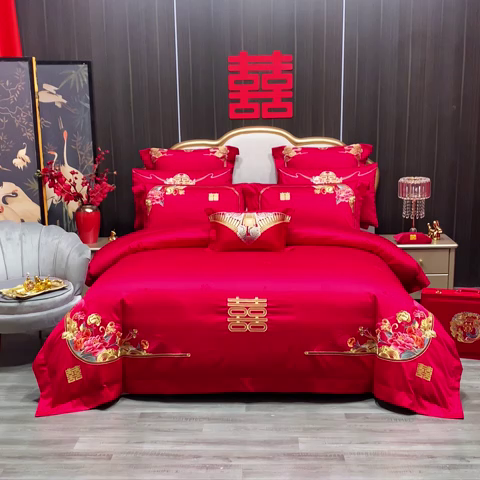91家纺网 家纺一手货源 找家纺 （总）蒂爵 全棉纯棉长绒棉时尚绣花婚庆四件套多件套