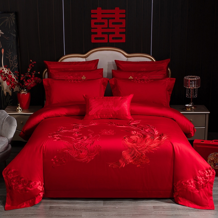 （总）蒂爵 全棉纯棉长绒棉刺绣高端时尚款婚庆四件套多件套