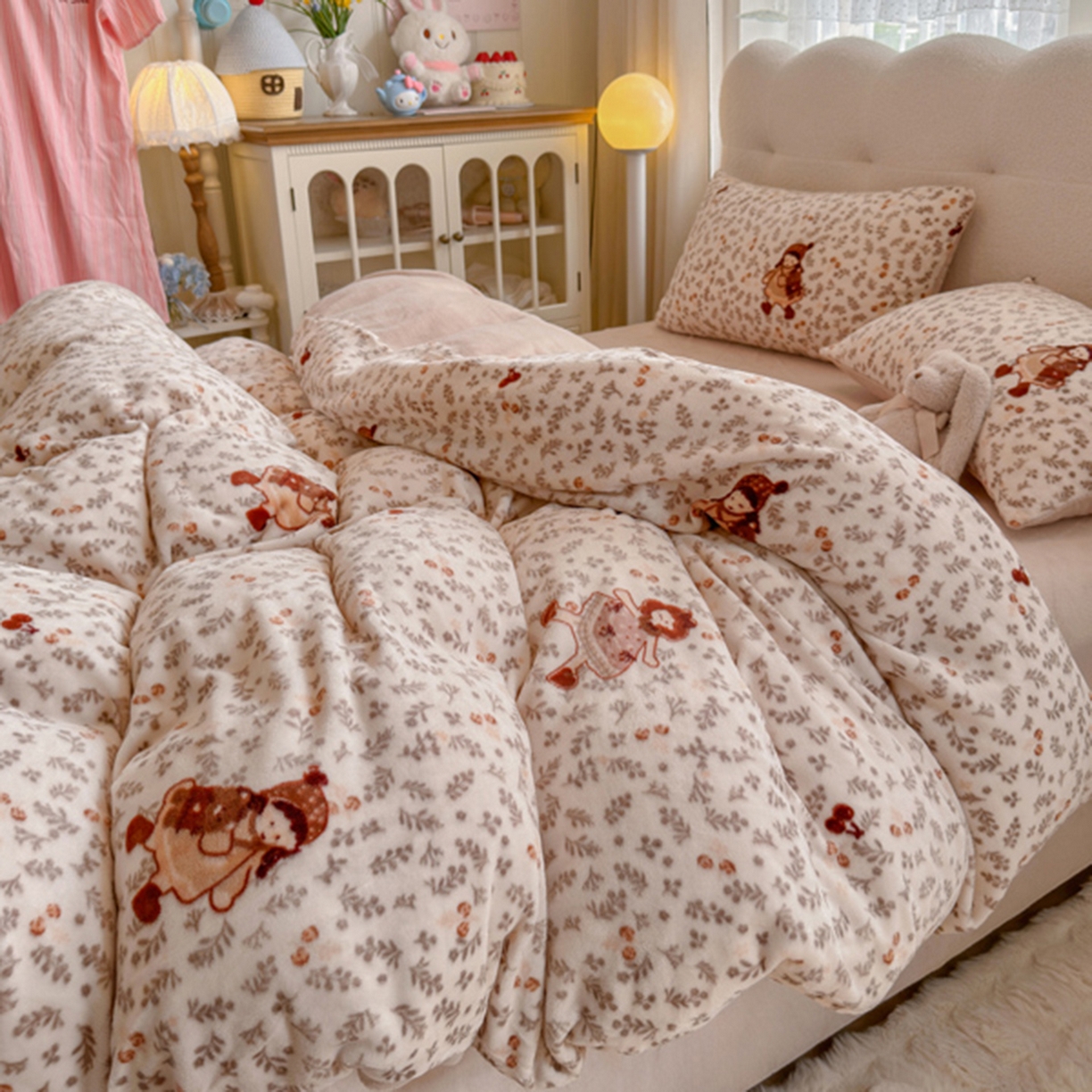 91家纺网 家纺一手货源 找家纺 欧妮家纺 2025新款A类牛奶绒印花单被套-单件被套 甜美女孩