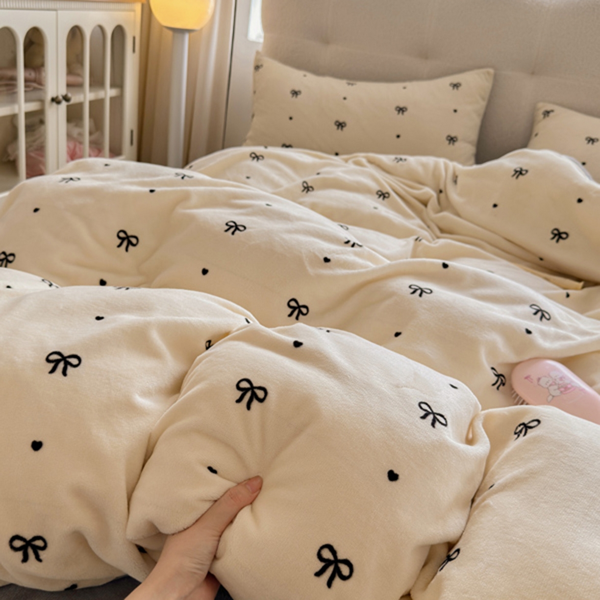 欧妮家纺 2025新款A类牛奶绒印花单被套-单件被套 蝴蝶结