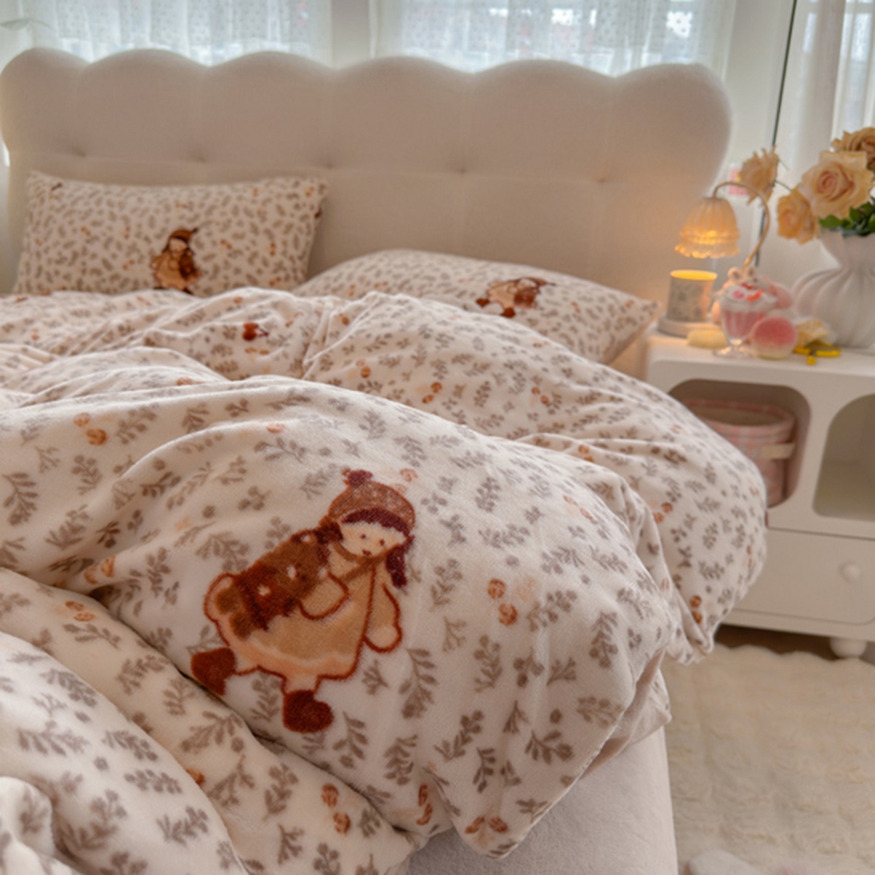 91家纺网 家纺一手货源 找家纺 欧妮家纺 2025新款A类牛奶绒印花单被套-单件被套 甜美女孩