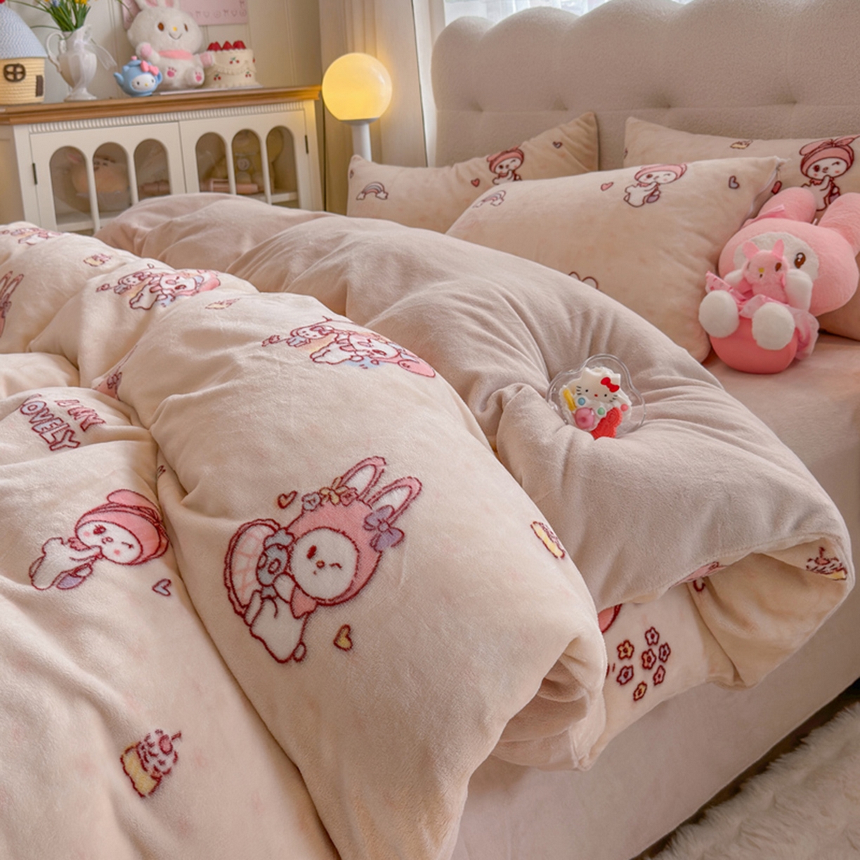 91家纺网 家纺一手货源 找家纺 欧妮家纺 2025新款A类牛奶绒印花单被套-单件被套 美乐兔