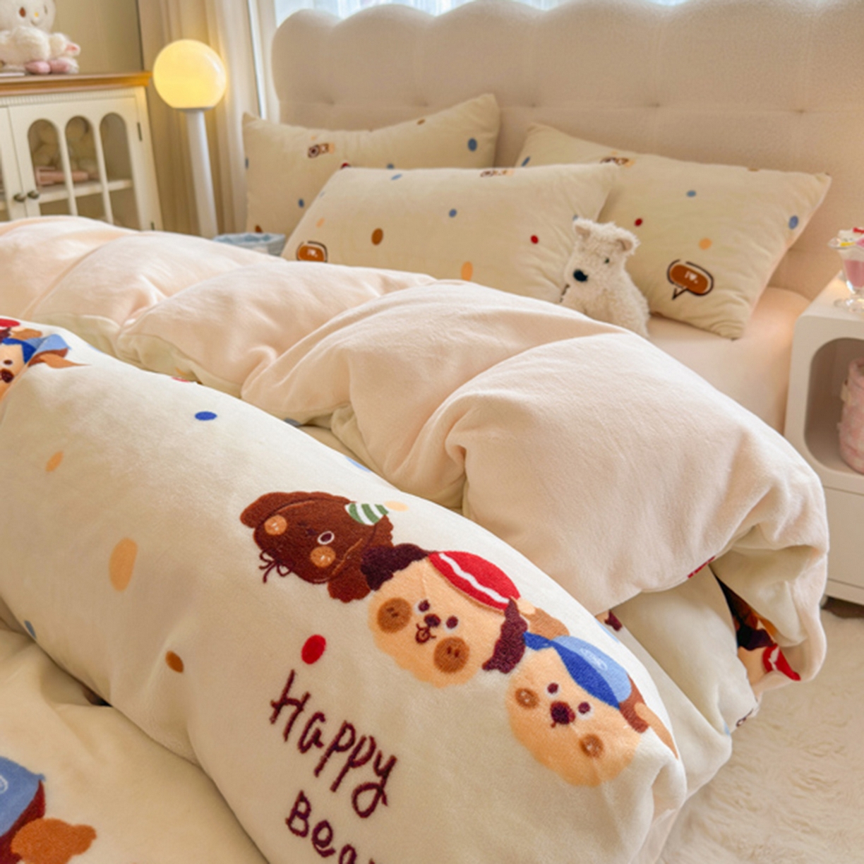 91家纺网 家纺一手货源 找家纺 欧妮家纺 2025新款A类牛奶绒印花单被套-单件被套 汪汪狗