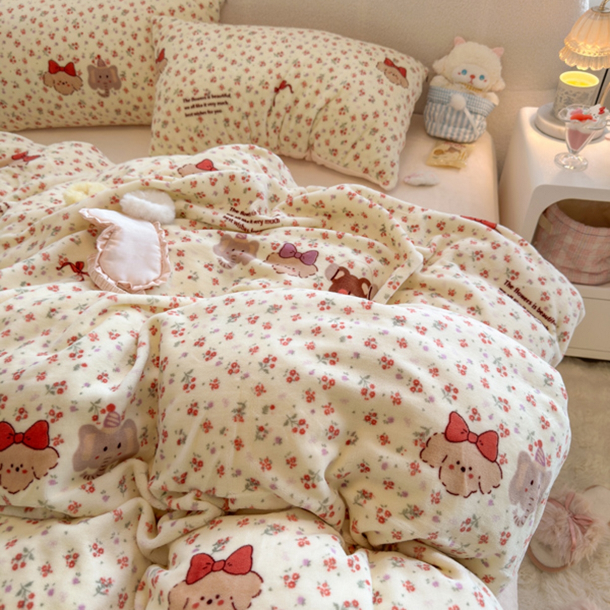 91家纺网 家纺一手货源 找家纺 欧妮家纺 2025新款A类牛奶绒印花单被套-单件被套 动物乐园