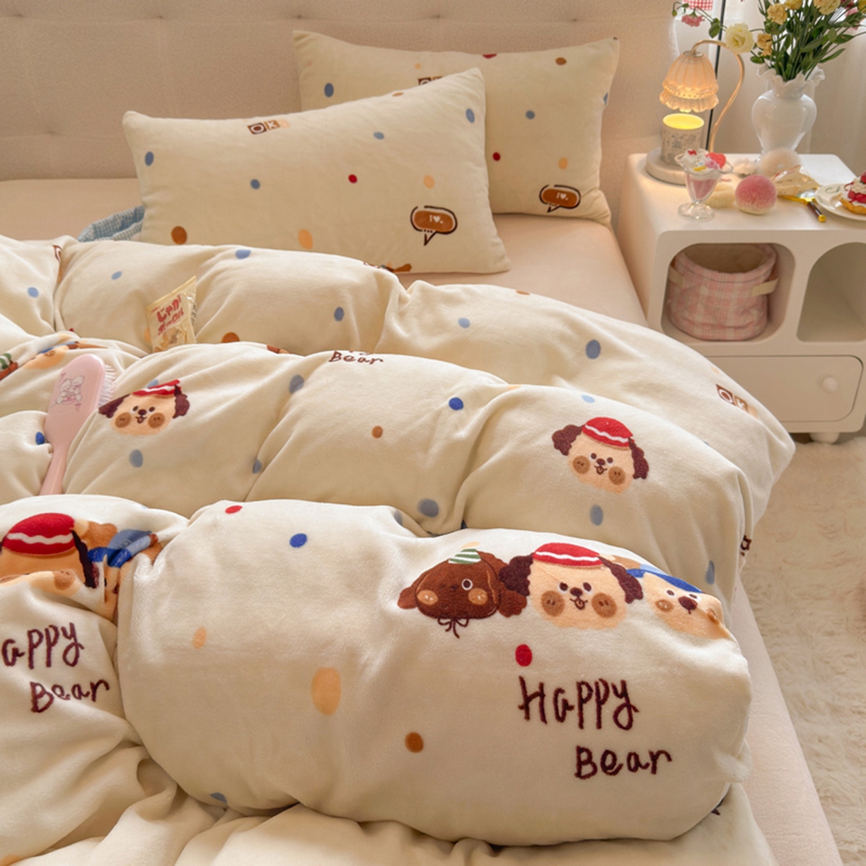 91家纺网 家纺一手货源 找家纺 欧妮家纺 2025新款A类牛奶绒印花单被套-单件被套 汪汪狗