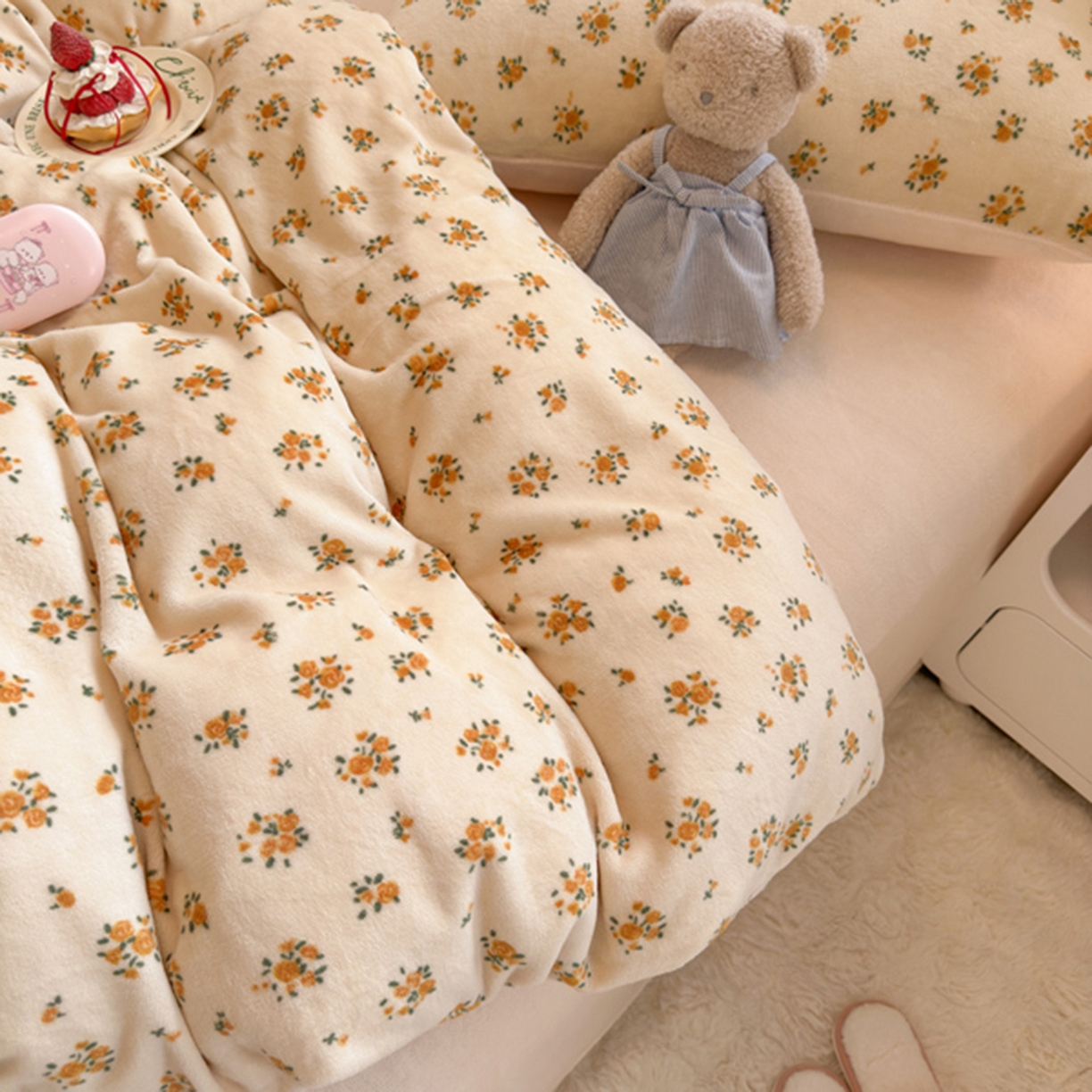 91家纺网 家纺一手货源 找家纺 欧妮家纺 2025新款A类牛奶绒印花单被套-单件被套 田园小花