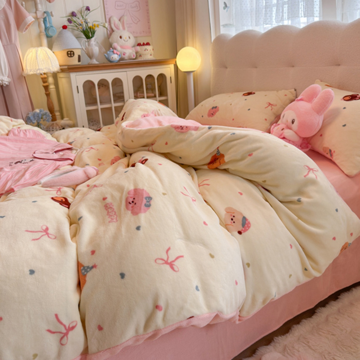 91家纺网 家纺一手货源 找家纺 欧妮家纺 2025新款A类牛奶绒印花单被套-单件被套 快乐心情