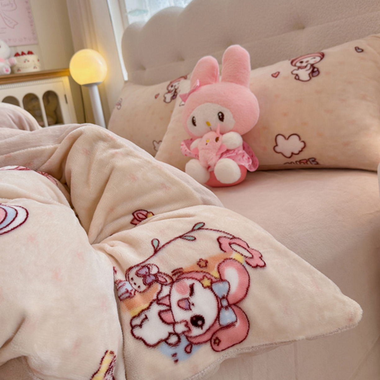 91家纺网 家纺一手货源 找家纺 欧妮家纺 2025新款A类牛奶绒印花单被套-单件被套 美乐兔