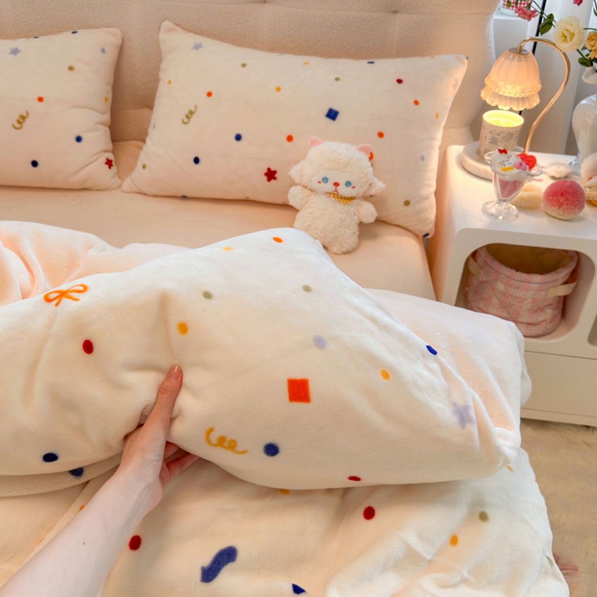 91家纺网 家纺一手货源 找家纺 欧妮家纺 2025新款A类牛奶绒印花单被套-单件被套 五彩斑斓