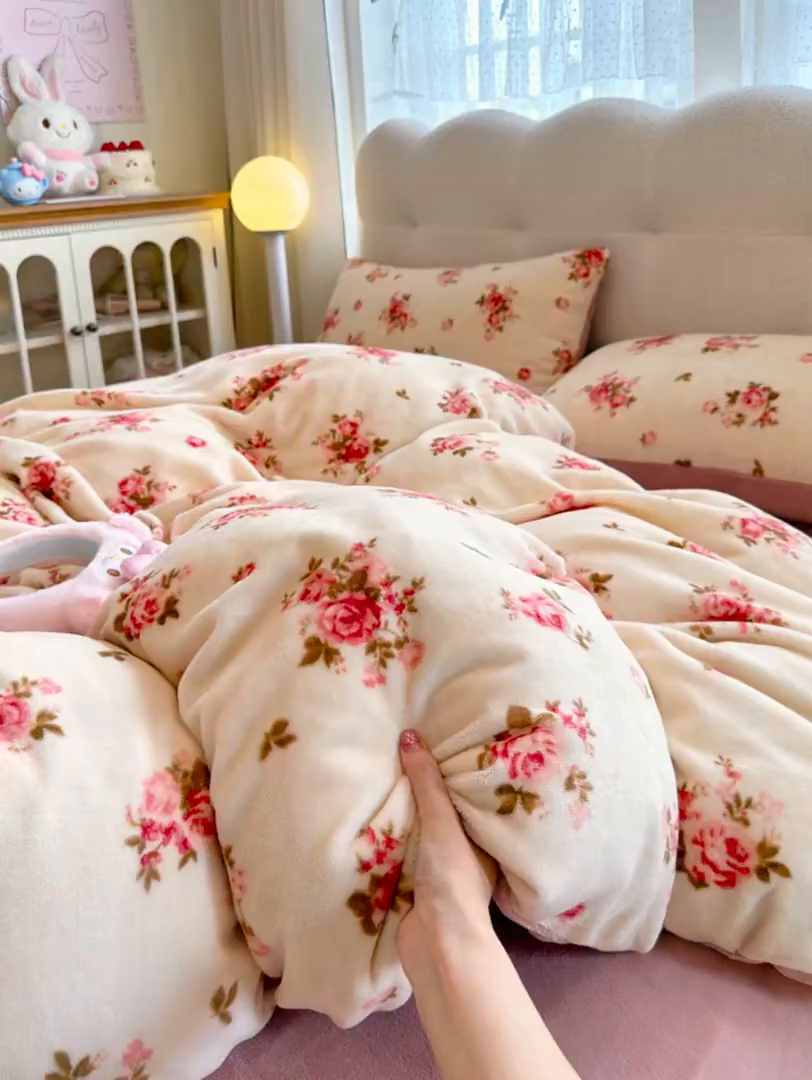91家纺网 家纺一手货源 找家纺 欧妮家纺 2025新款A类牛奶绒印花单被套-单件被套 花仙子