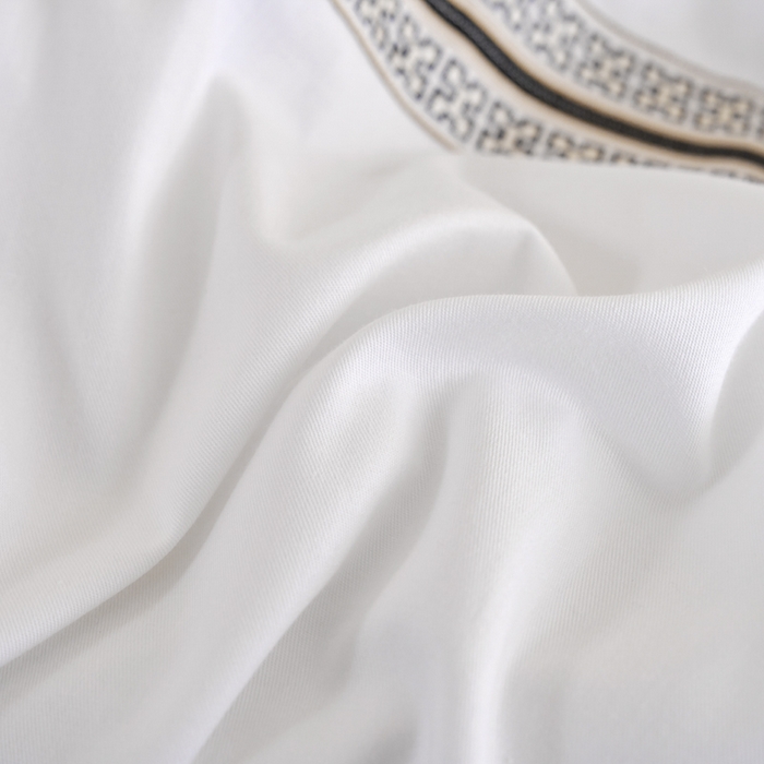 91家纺网 家纺一手货源 找家纺 乐逸家纺 2026新款13372高支高密纯棉斜纹丝滑花边款专用床罩套件 新品全棉花边白