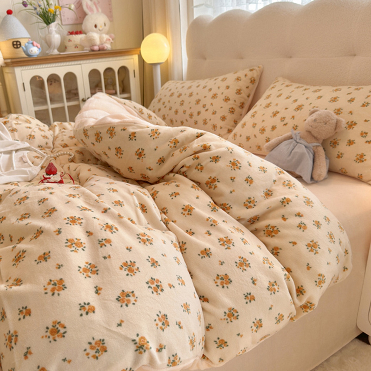 91家纺网 家纺一手货源 找家纺 欧妮家纺 2025新款A类牛奶绒印花四件套 田园小花