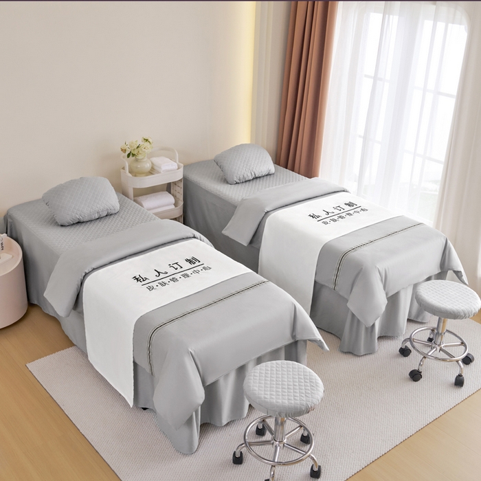 91家纺网 家纺一手货源 找家纺 乐逸家纺 2026新款13372高支高密纯棉斜纹丝滑花边款专用床罩套件 新品全棉花边高级灰