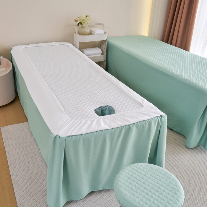 91家纺网 家纺一手货源 找家纺 乐逸家纺 2026新款13372高支高密纯棉斜纹丝滑花边款专用床罩套件 新品全棉花边浅绿