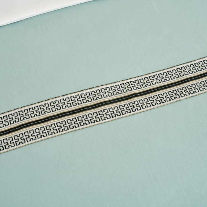 91家纺网 家纺一手货源 找家纺 乐逸家纺 2026新款13372高支高密纯棉斜纹丝滑花边款专用床罩套件 新品全棉花边浅绿