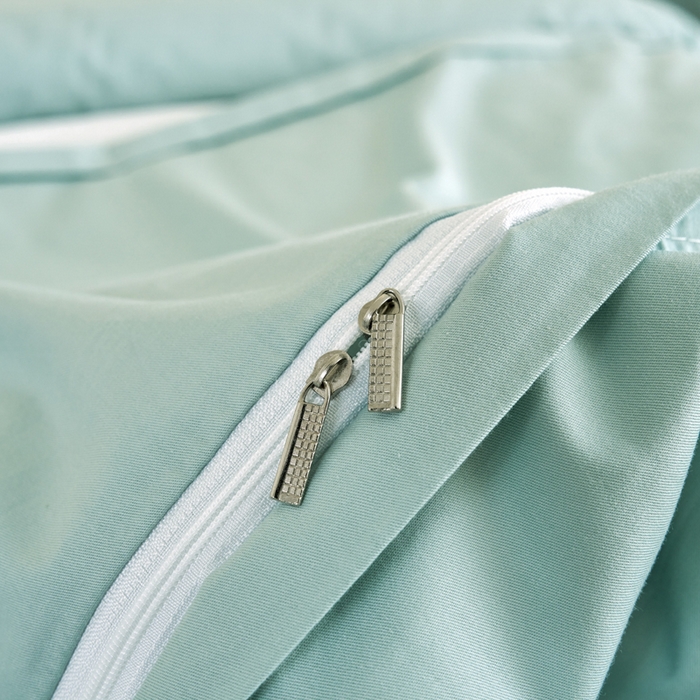 91家纺网 家纺一手货源 找家纺 乐逸家纺 2026新款13372高支高密纯棉斜纹丝滑花边款专用床罩套件 新品全棉花边浅绿