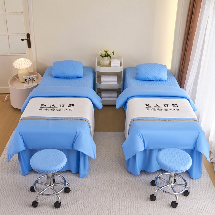 91家纺网 家纺一手货源 找家纺 乐逸家纺 2026新款13372高支高密纯棉斜纹丝滑花边款专用床罩套件 新品全棉花边天空蓝