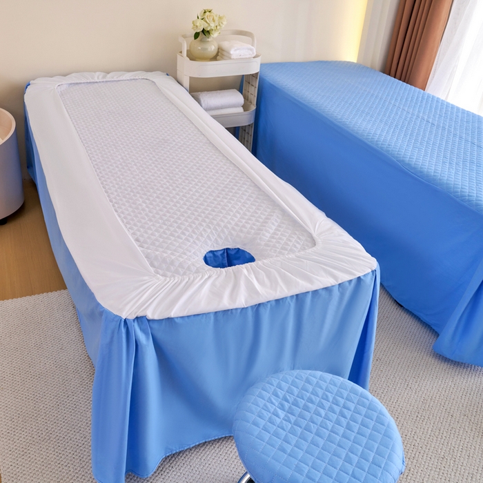 91家纺网 家纺一手货源 找家纺 乐逸家纺 2026新款13372高支高密纯棉斜纹丝滑花边款专用床罩套件 新品全棉花边天空蓝