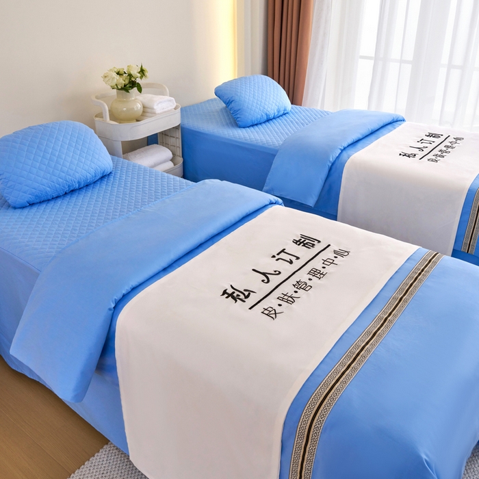 91家纺网 家纺一手货源 找家纺 乐逸家纺 2026新款13372高支高密纯棉斜纹丝滑花边款专用床罩套件 新品全棉花边天空蓝