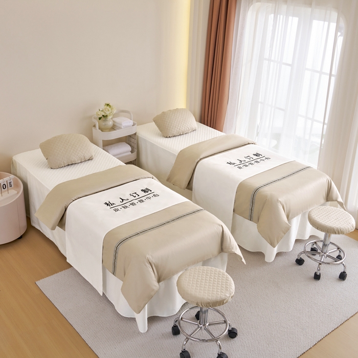 91家纺网 家纺一手货源 找家纺 乐逸家纺 2026新款13372高支高密纯棉斜纹丝滑花边款专用床罩套件 新品全棉花边香槟金