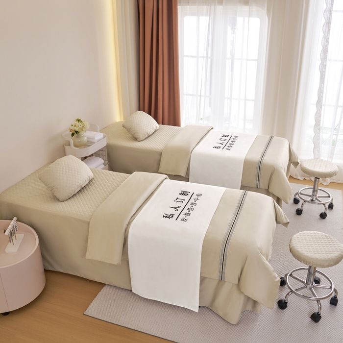 91家纺网 家纺一手货源 找家纺 乐逸家纺 2026新款13372高支高密纯棉斜纹丝滑花边款专用床罩套件 新品全棉花边香槟金