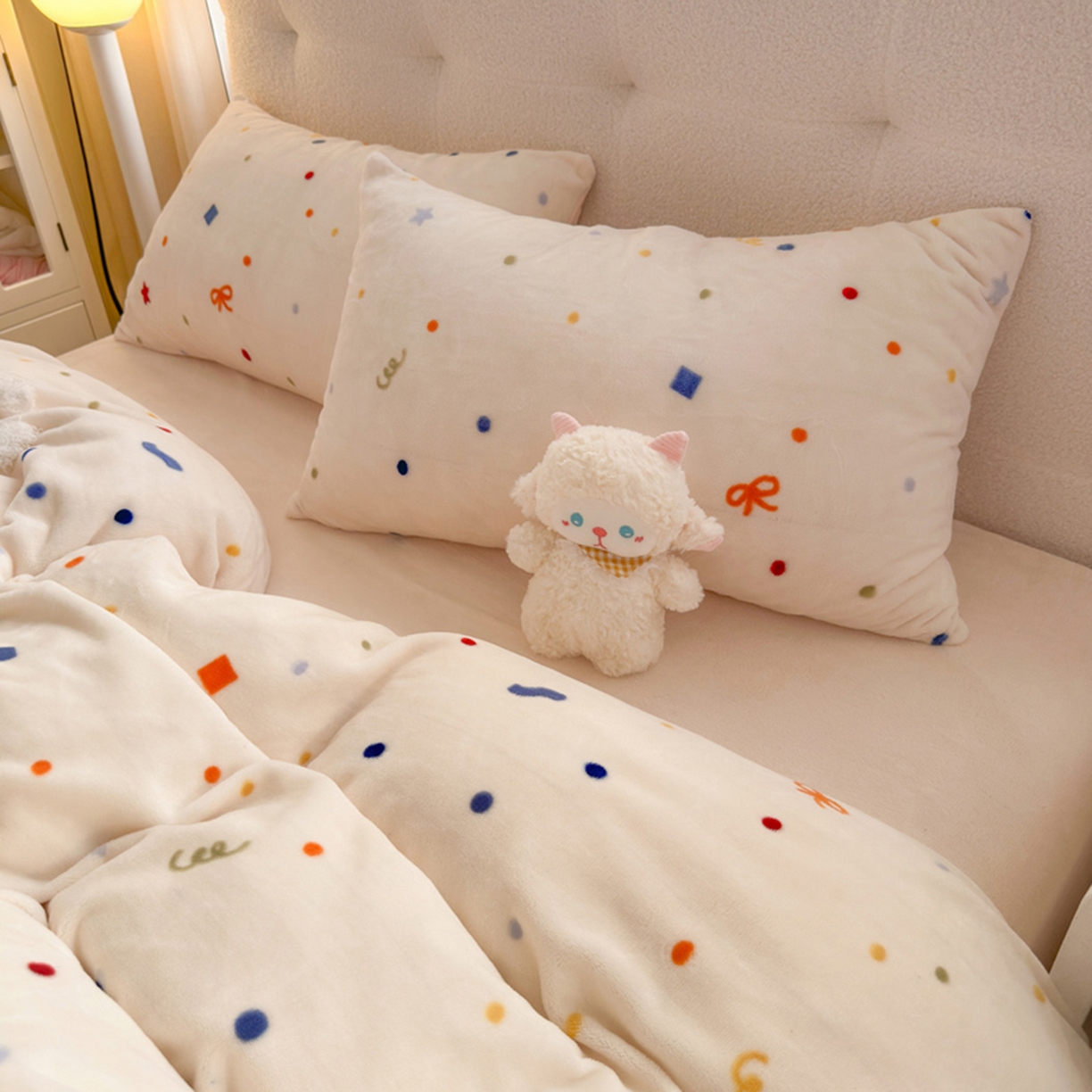 91家纺网 家纺一手货源 找家纺 欧妮家纺 2025新款A类牛奶绒印花四件套 五彩斑斓