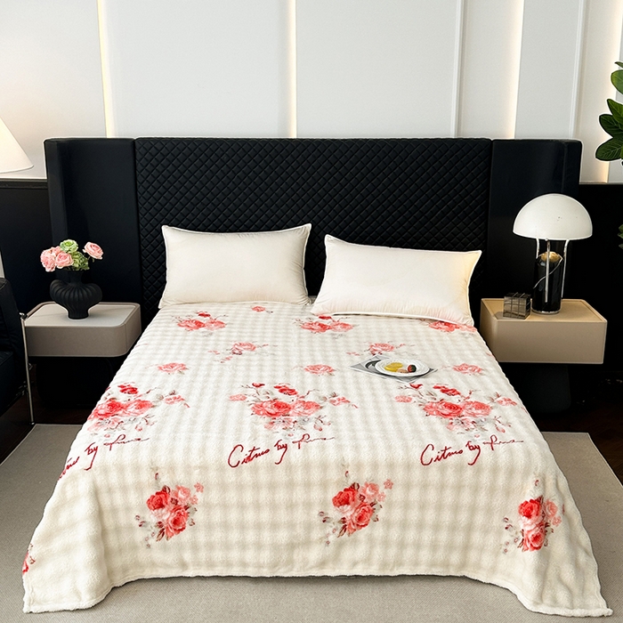 91家纺网 家纺一手货源 找家纺 欧妮家纺 2025新款亲肤舒适泡泡绒毛毯 国色天香