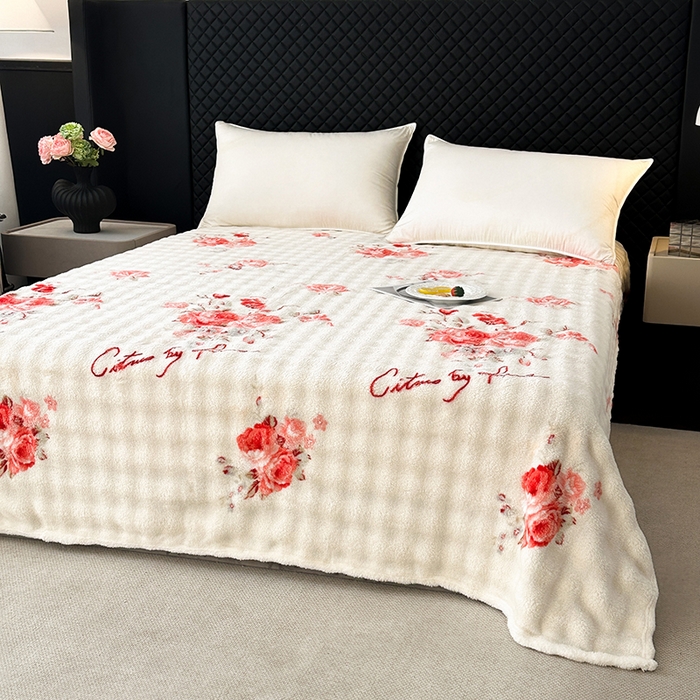 91家纺网 家纺一手货源 找家纺 欧妮家纺 2025新款亲肤舒适泡泡绒毛毯 国色天香