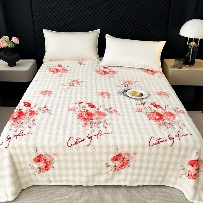 91家纺网 家纺一手货源 找家纺 欧妮家纺 2025新款亲肤舒适泡泡绒毛毯 国色天香