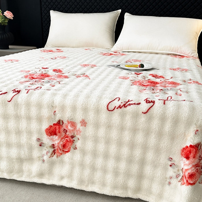 91家纺网 家纺一手货源 找家纺 欧妮家纺 2025新款亲肤舒适泡泡绒毛毯 国色天香