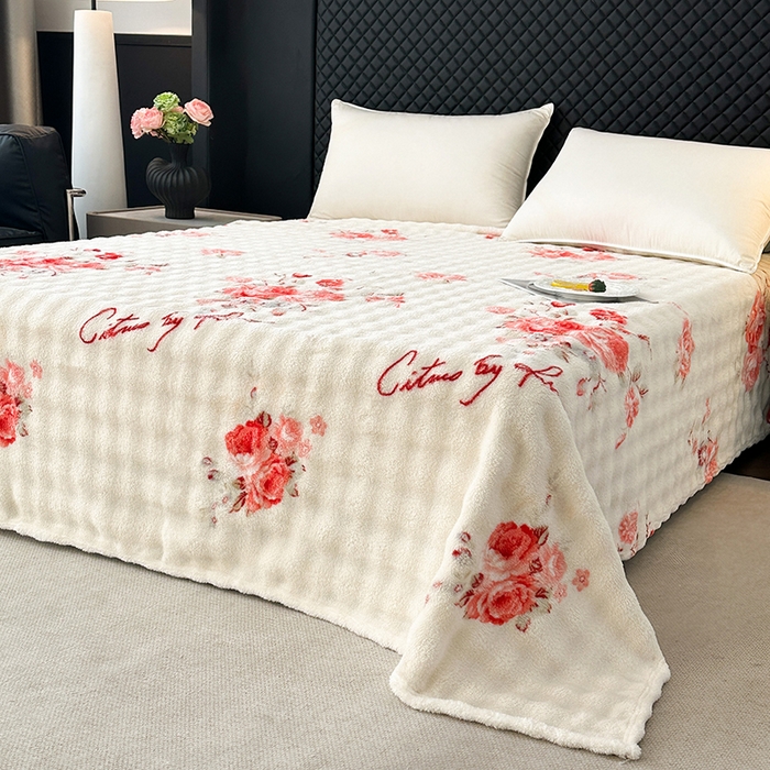 91家纺网 家纺一手货源 找家纺 欧妮家纺 2025新款亲肤舒适泡泡绒毛毯 国色天香