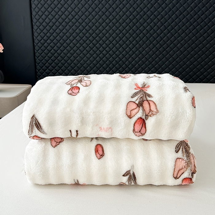 91家纺网 家纺一手货源 找家纺 欧妮家纺 2025新款亲肤舒适泡泡绒毛毯 郁金香