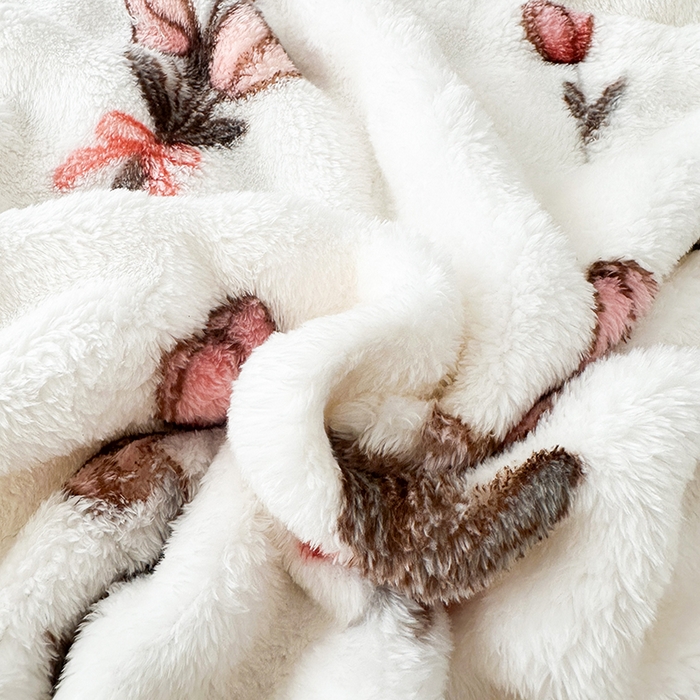 91家纺网 家纺一手货源 找家纺 欧妮家纺 2025新款亲肤舒适泡泡绒毛毯 郁金香