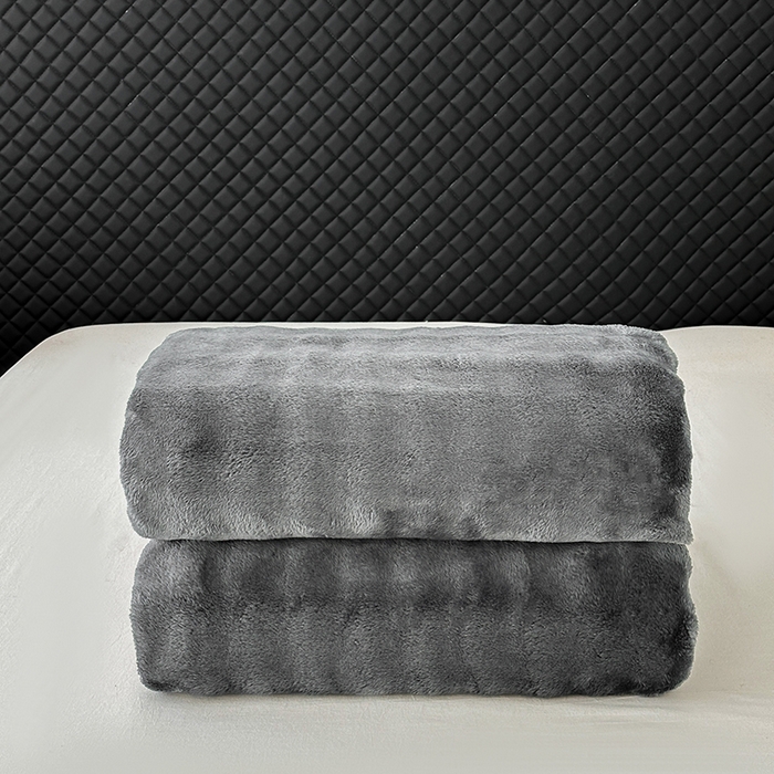 91家纺网 家纺一手货源 找家纺 欧妮家纺 2025新款亲肤舒适泡泡绒毛毯 高级灰