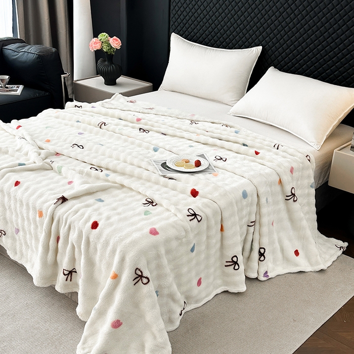 91家纺网 家纺一手货源 找家纺 欧妮家纺 2025新款亲肤舒适泡泡绒毛毯 温馨