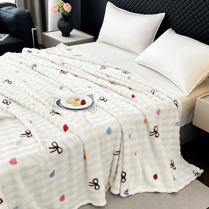 91家纺网 家纺一手货源 找家纺 欧妮家纺 2025新款亲肤舒适泡泡绒毛毯 温馨