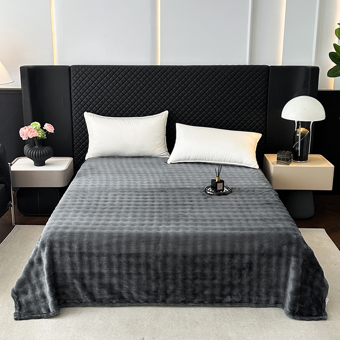 91家纺网 家纺一手货源 找家纺 欧妮家纺 2025新款亲肤舒适泡泡绒毛毯 高级灰