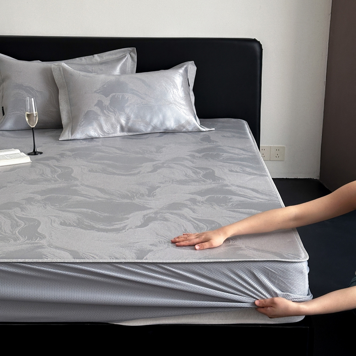 三味舒屋 2026新款臻品提花冰丝席凉席席子 雾影床笠