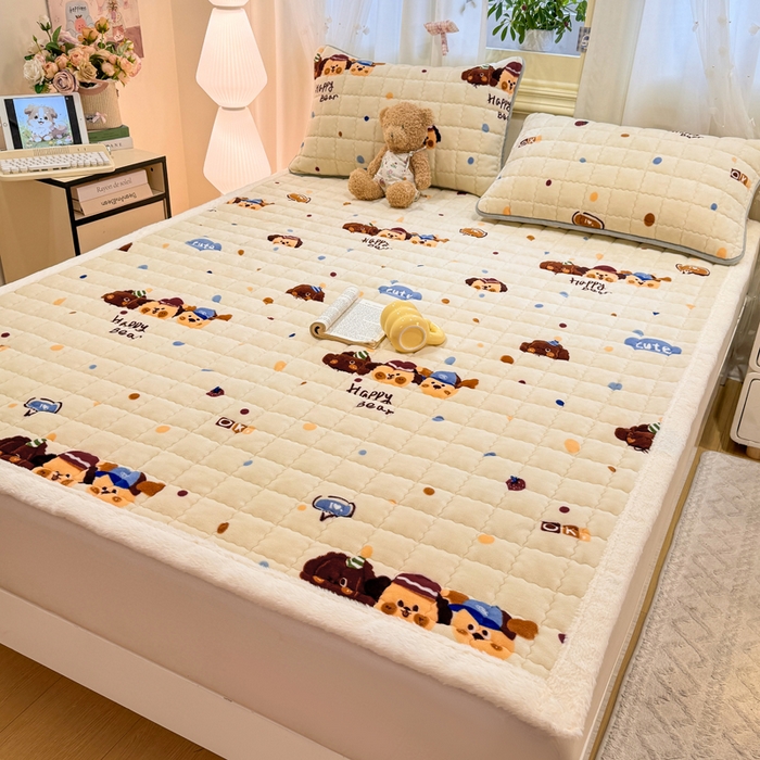 91家纺网 家纺一手货源 找家纺 欧妮家纺 2025新款保暖牛奶绒夹棉床垫床褥子软垫 暖绒边-汪汪狗