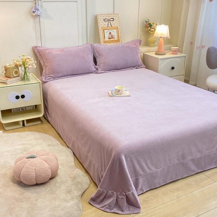 91家纺网 家纺一手货源 找家纺 欧妮家纺 2025新款牛奶绒贴布绣四件套 小兔-紫