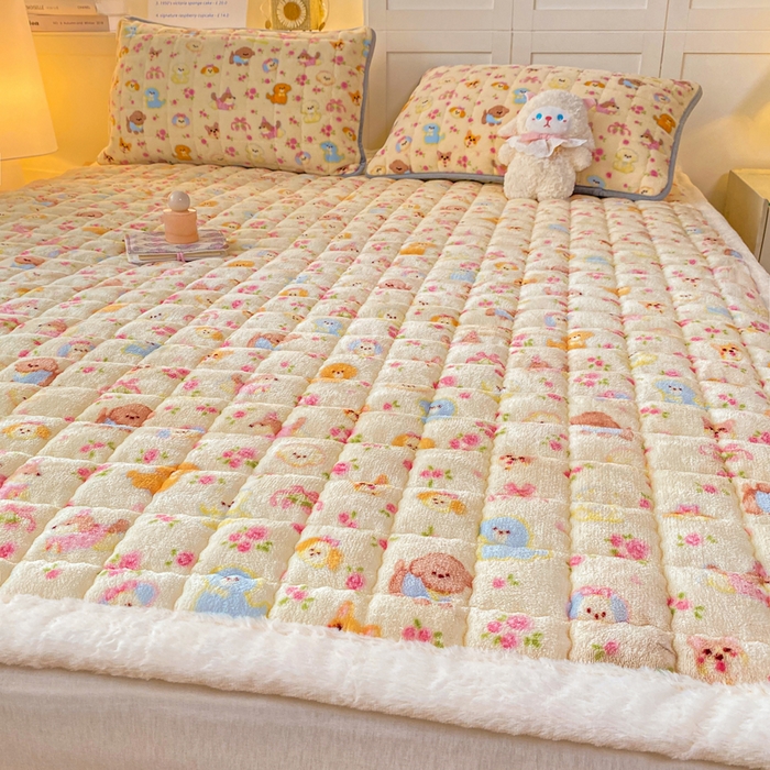 91家纺网 家纺一手货源 找家纺 欧妮家纺 2025新款A类牛奶绒床垫床褥子软垫 卖萌修狗