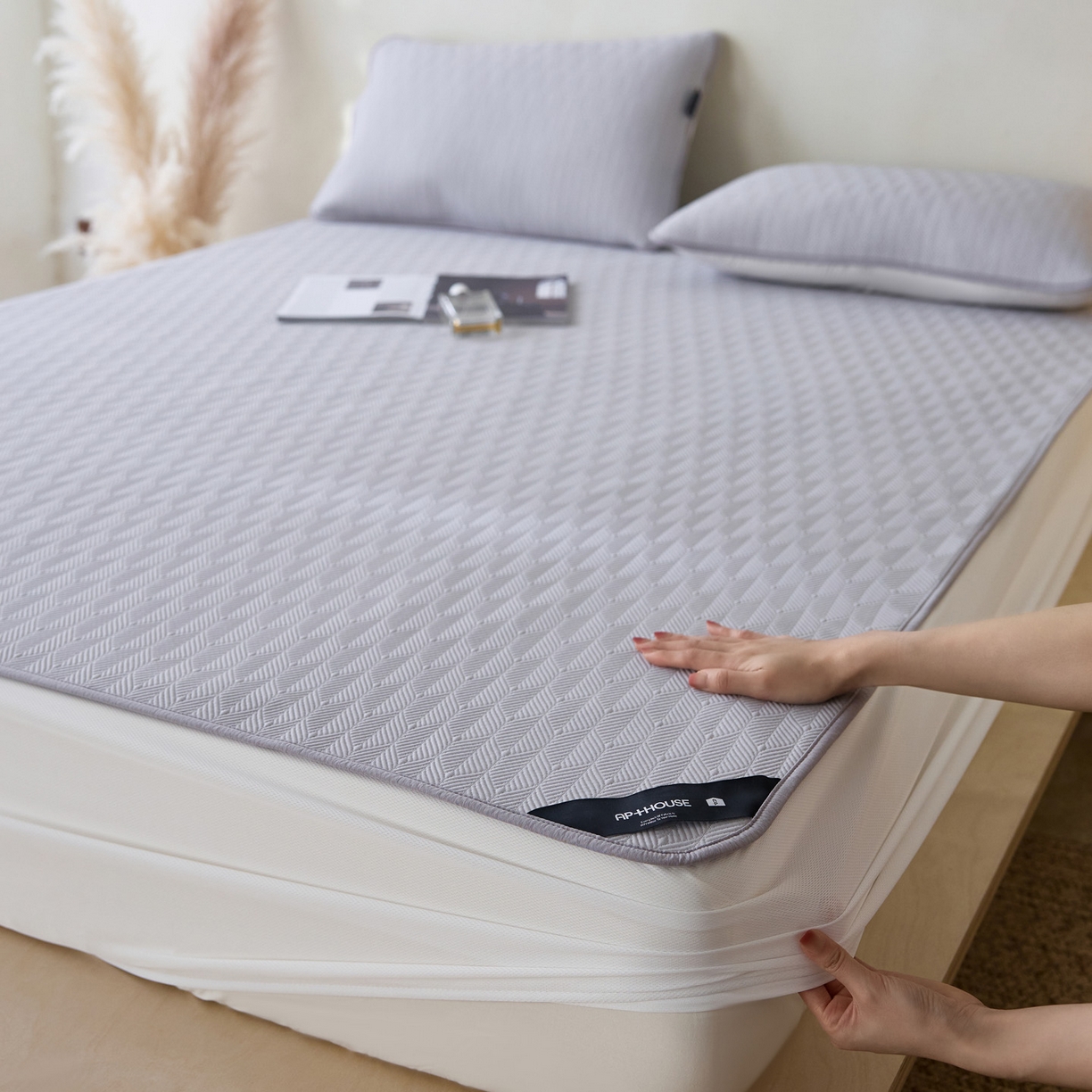 三味舒屋 2026新款冰格系列提花冷感豆豆软席凉席席子 冰格雪灰